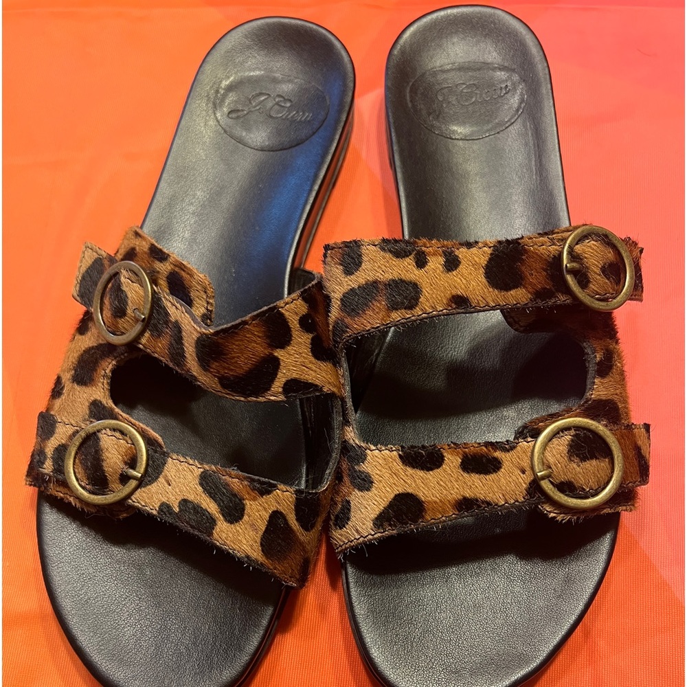 J Crew size 9 leopard print 2 strap sandals